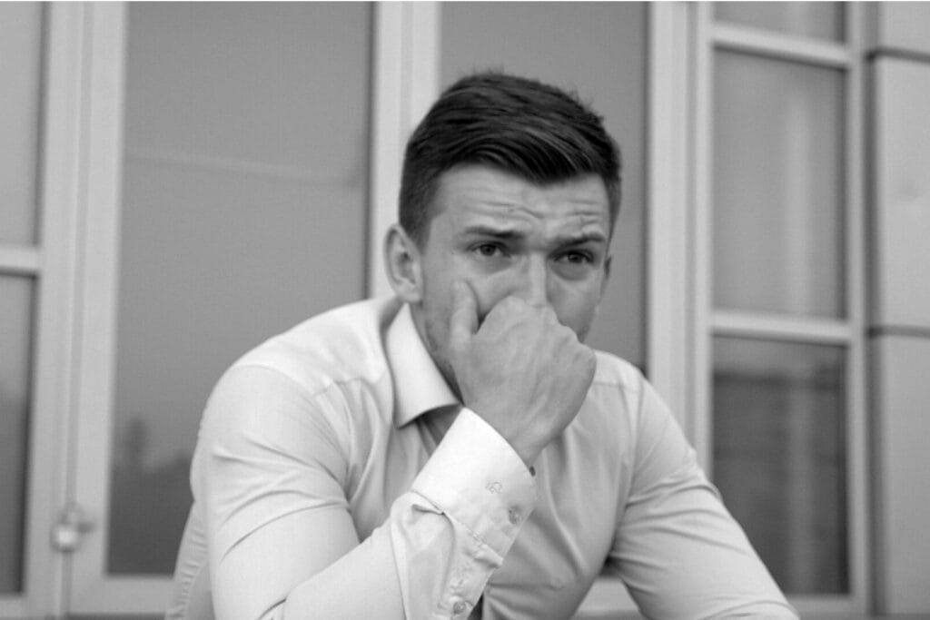 depressed alone business man BW